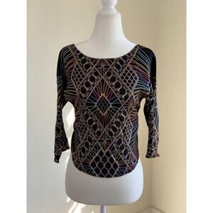 Mara Hoffman Silk Blouse Womens Size 2 S Metallic Chainlink Open Back Mobwife